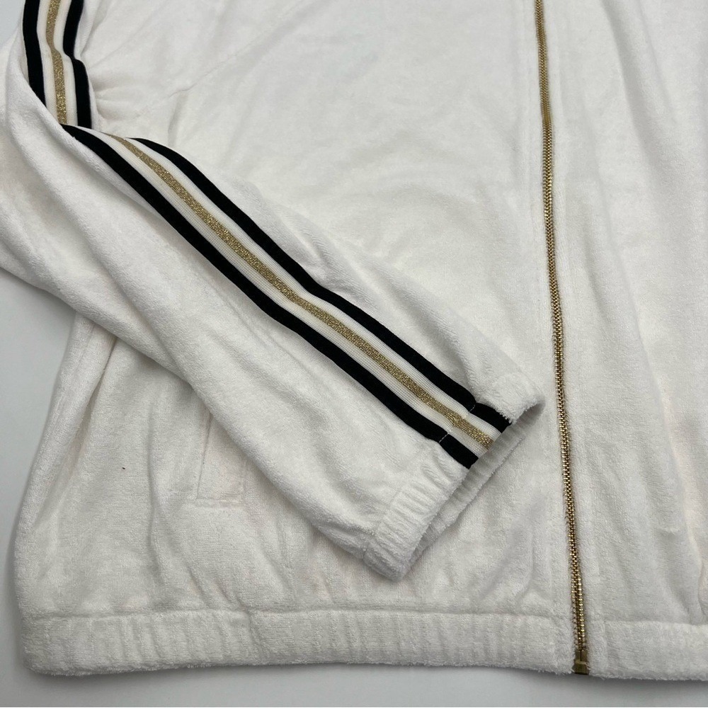 Juicy Couture Black Label White Microterry Track‎ Jacket Racer Stripe XL NWT - Picture 2 of 15